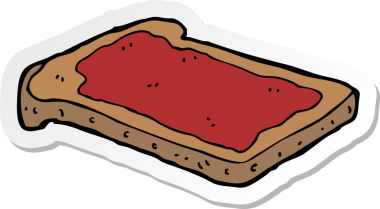 Bir insan tarafından çizilmiş tost üzerine çizgi film reçeli etiketi