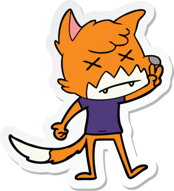 Bir insan tarafından çizilmiş ölü tilki etiketi.