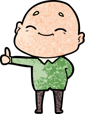 Bir insan tarafından çizilmiş mutlu, kel adam.