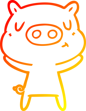 Bir insan tarafından çizilen çizgi film içerikli domuzun sıcak çizgi çizimi