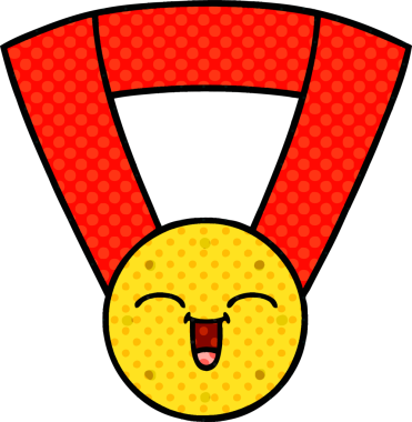 Bir insan tarafından çizilmiş altın madalyanın karikatürü.