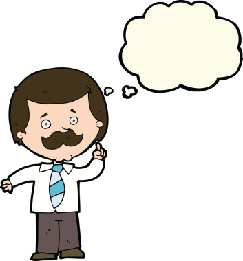 Bir insan tarafından çizilmiş düşünce baloncuğu fikri olan karikatür muhabiri.