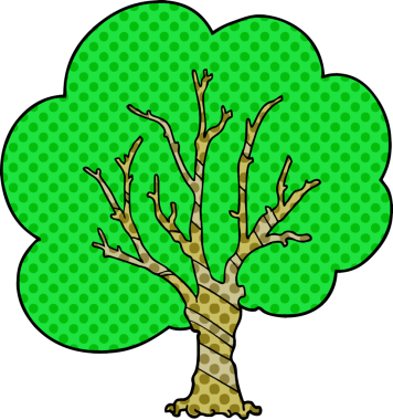 Bir insan tarafından çizilmiş çizgi film ağacı.