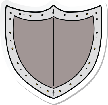 Bir insan tarafından çizilmiş bir çizgi film kalkanının çıkartması.