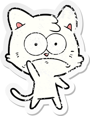 Bir insan tarafından çizilmiş gergin bir kedinin sıkıntılı çıkartması.