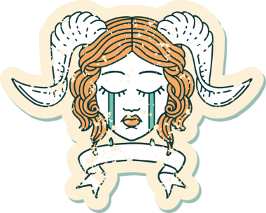 Retro Dövme Biçimi ağlama Bir insan tarafından çizilmiş parşömen pankartı ile kiremitlendirme