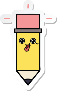 Bir insan tarafından çizilmiş şirin bir karikatür kalemi çıkartması.