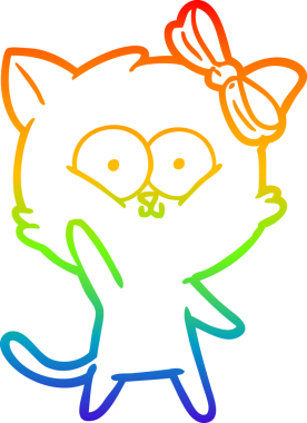 gökkuşağı gradyanı çizimi bir insan tarafından çizilmiş çizgi film kedisi