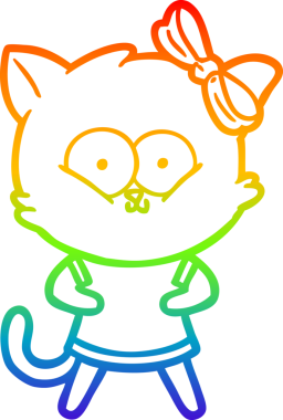 gökkuşağı gradyanı çizimi bir insan tarafından çizilmiş çizgi film kedisi