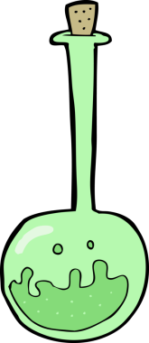 Bir insan tarafından çizilmiş köpüren kimyasallar.