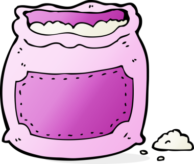 Bir insan tarafından çizilmiş pembe un paketi.