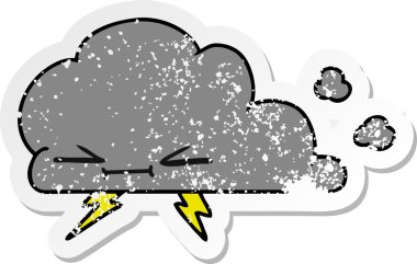 Bir insan tarafından çizilmiş huysuz bir şimşek bulutunun serbest ve sıkıntılı çıkartması.