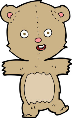 Bir insan tarafından çizilmiş dans eden oyuncak ayı.