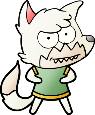 Bir insan tarafından çizilmiş sırıtan tilki çizgi filmi.