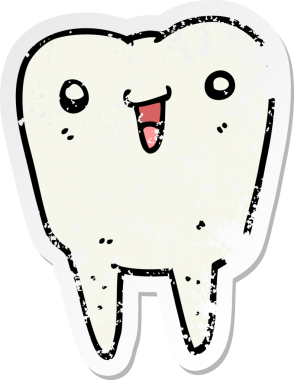 Bir insan tarafından çizilmiş bir çizgi film dişinin sıkıntılı çıkartması.