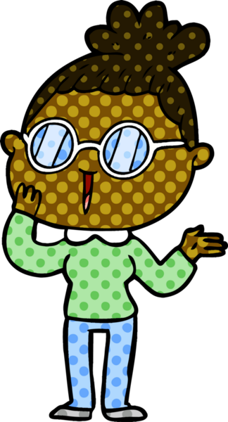 Bir insan tarafından çizilmiş gözlüklü bir karikatür.