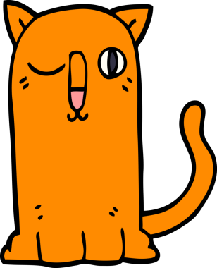 Bir insan tarafından çizilmiş komik bir kedi.