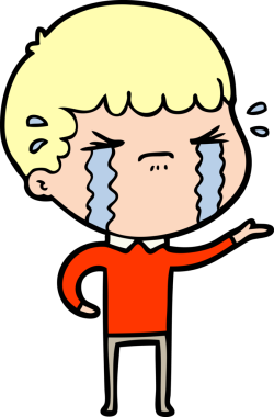 Bir insan tarafından çizilmiş ağlayan çizgi film adamı.