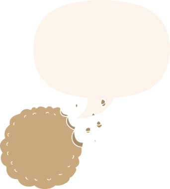 bir insan tarafından çizilmiş, konuşma baloncuklu çizgi film kurabiyesi.