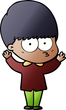 Bir insan tarafından çizilmiş sinirli çizgi film çocuğu.