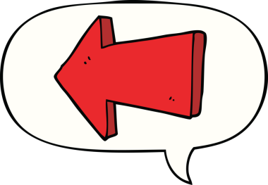 bir insan tarafından çizilmiş konuşma balonlu bir ok.