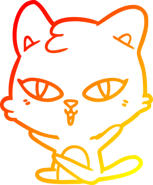 Bir insan tarafından çizilmiş çizgi film kedisinin sıcak çizgi çizimi