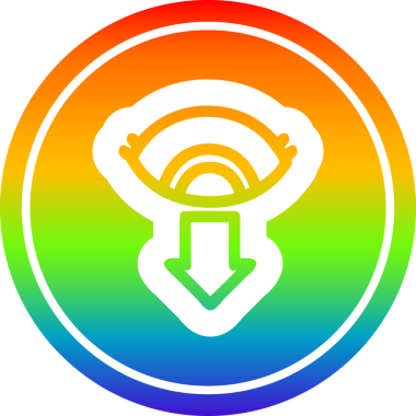 bir insan tarafından çizilmiş gökkuşağı gradyan göz dairesel simgesi