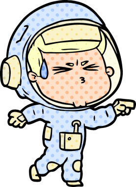 Çizgi film bir insan tarafından çizilmiş astronot.