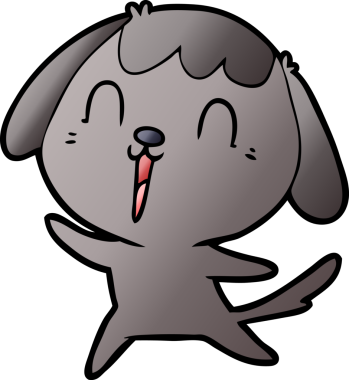 Bir insan tarafından çizilmiş şirin bir çizgi film köpeği.