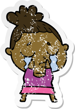 Bir insan tarafından çizilmiş, ağlayan bir karikatür çıkartması.