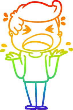 Bir insan tarafından çizilmiş bağıran bir karikatür çizimi.