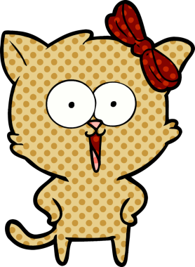 Bir insan tarafından çizilmiş çizgi film kedisi.