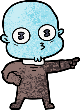 Bir insan tarafından çizilmiş garip kel uzay adamı çizgi filmi.