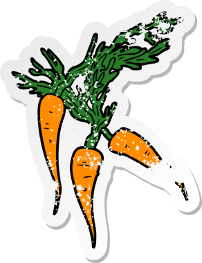 Bir insan tarafından çizilmiş karikatür havucu etiketi.