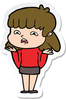 Bir insan tarafından çizilmiş endişeli bir karikatür çıkartması.