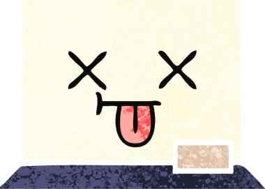 Bir insan tarafından çizilmiş beyaz bir panonun retro çizim tarzı karikatürü