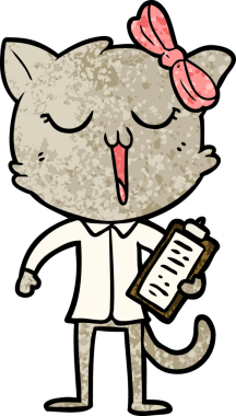 Bir insan tarafından çizilmiş çizgi film kedisi.