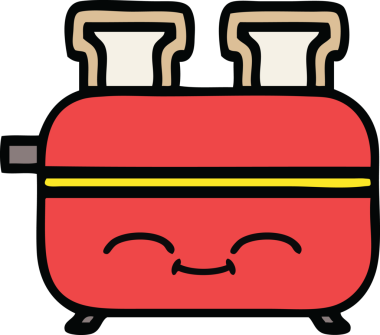 Bir insan tarafından çizilmiş bir tost makinesi karikatürü.