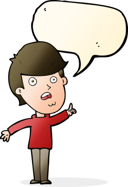 Çizgi filmci bir insan tarafından çizilmiş konuşma balonuyla soru soruyor.