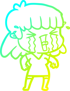 Bir insan tarafından çizilmiş göz yaşları içinde bir çizgi film kadını çizimi.