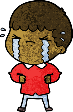 Bir insan tarafından çizilmiş ağlayan çizgi film adamı.