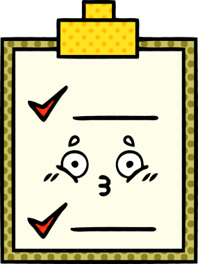 bir insan tarafından çizilmiş kontrol listesinin çizgi roman tarzı karikatürü