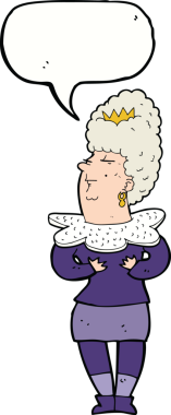 bir insan tarafından çizilmiş konuşma balonu olan aristokrat bir kadın.