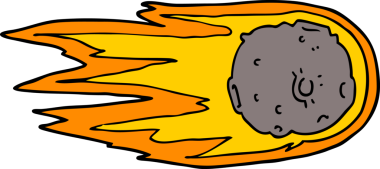 Bir insan tarafından çizilmiş çizgi film kuyruklu yıldızı.