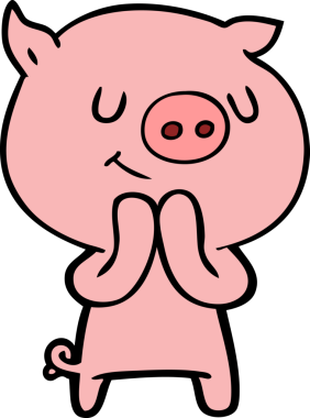 Bir insan tarafından çizilmiş mutlu çizgi film domuzu.