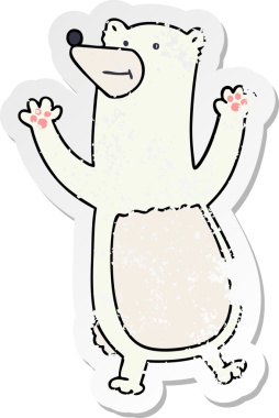 Bir insan tarafından çizilmiş garip bir el çizimi kutup ayısının sıkıntılı çıkartması.