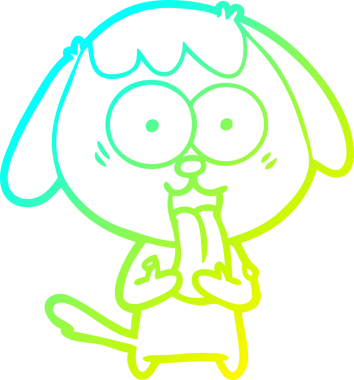 Bir insan tarafından çizilmiş şirin bir çizgi köpeğin soğuk gradyan çizgisi.