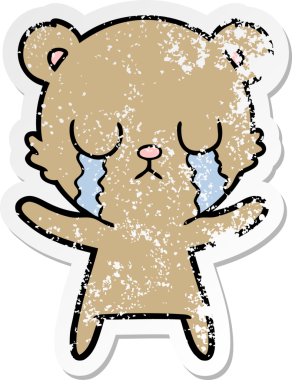 Bir insan tarafından çizilmiş ağlayan çizgi film ayısının sıkıntılı çıkartması.