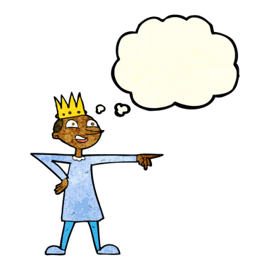 Bir insan tarafından çizilmiş düşünce balonuyla prensi gösteren çizgi film.