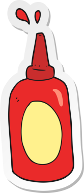 Bir insan tarafından çizilmiş ketçap şişesinin çıkartması.